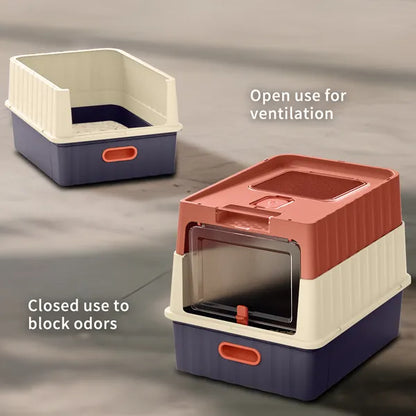 Simple Drawer Style Red Cat Litter Box, Humanized Design, Does Not Occupy Household Storage Space - view 3