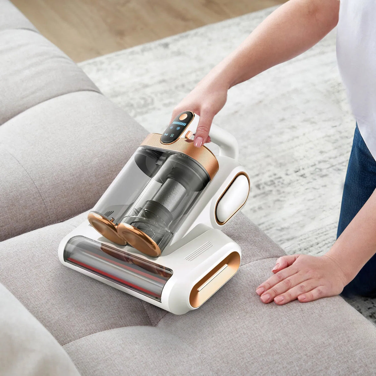 1Pc Mattress Vacuum Cleaner 16Kpa Bed Vacuum Cleaner Handheld Vacuums With Ultrasonic & UVC Light 18000 RPM Brushroll - view 6