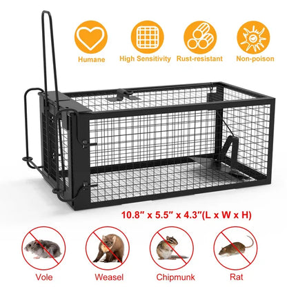 1Pc Rat Trap Cage Humane Live Rodent Trap Cage Galvanized Iron Mice Mouse Control Bait Catch With Detachable U Shaped