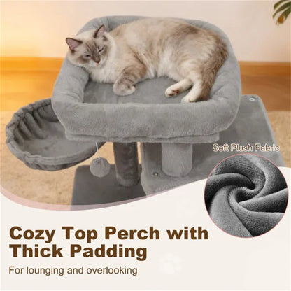 Light Gray 33.5" Multi-Level Cat Tree With 2-Tier Condo, Sisal Scratching Posts & Anti-Toppling Device For Cats - view 5