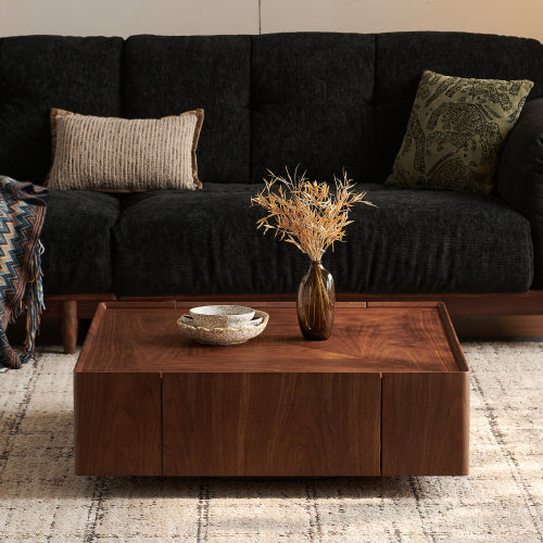 35.4-inch Coffee Table, Square Walnut Wood Design, Suitable For Living Room. Walnut Wood Material, Suitable For Bedroom - view 5