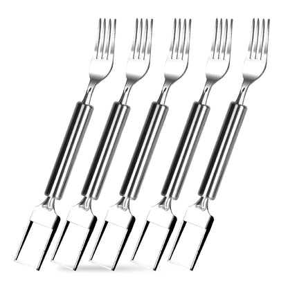 5Pcs 2 In 1 Watermelon Cutter Slicer Fork Stainless Steel Dual Head Watermelon Fruit Cutting Fork Knife For Summer - view 9