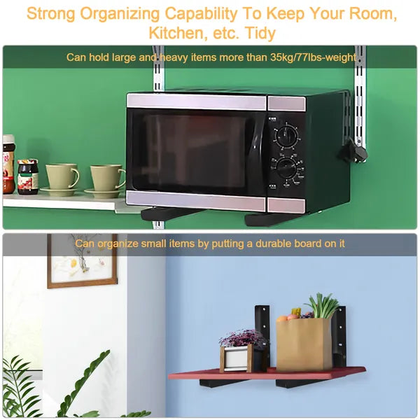 2 Pcs Microwave Brackets Adjustable Wall Mount Shelf Heavy Duty Carbon Steel Wall Microwave Cradle - view 5