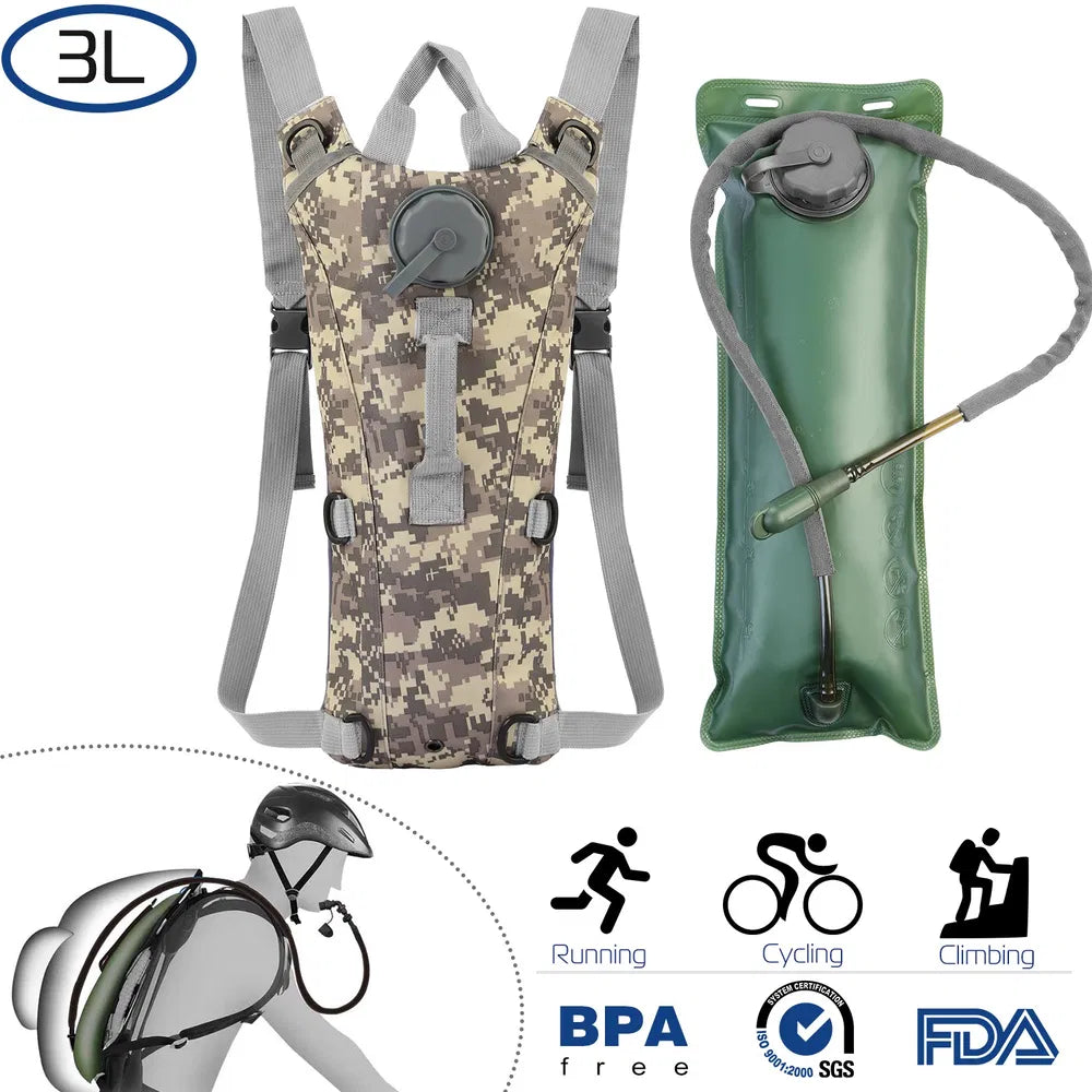 Tactical Hydration Pack 3L Water Bladder Adjustable Water Drink Backpack - view 9