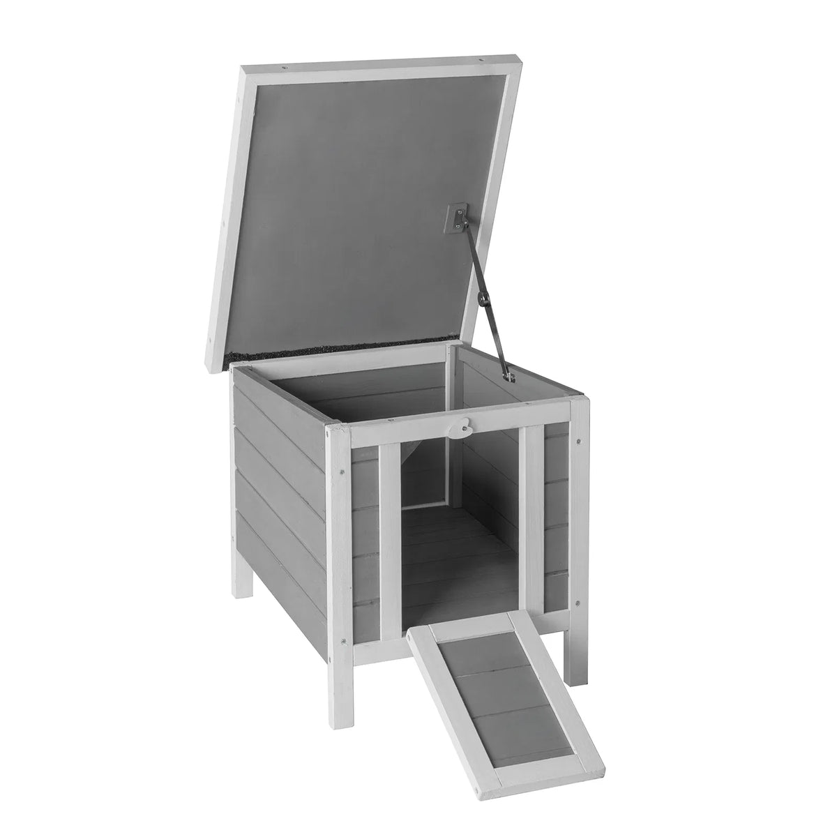 20" Wooden Waterproof Rabbit Hutch Pet Bunny Small Animal House Habitat Gray - view 6