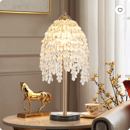 19 Inch Height Elegant Crystal Table Lamp Vintage Waterfall Design With Teardrop Grape Crystal Bead String Shades - view 3