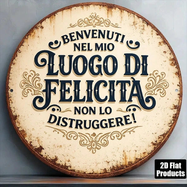 1pc 8x8in Vintage Round Sign Welcome To, Sign Welcome, To My Happy Place Do Not Disturb Plaque
