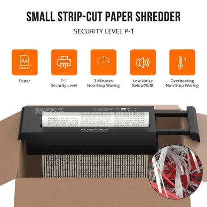 Small Paper Shredder For Home, 6 Sheet Strip Cut Paper Shredder Without Basket - view 3