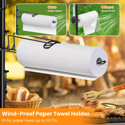 Griddle Caddy Standing Grill Utensil Caddy With Paper Towel Holder Hook Baskets BBQ Accessories Storage Rack Vertical - view 9