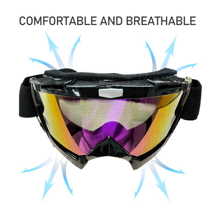Motorcycle Goggles Fit Over Glasses Dirt Bike Skiing Anti-Fog Shatterproof UV400 - view 3
