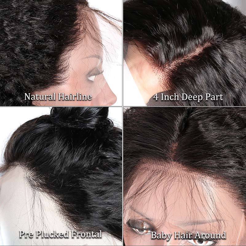 13x4 Lace Front Human Hair Wig Natural Color Deep Wave Density - view 3