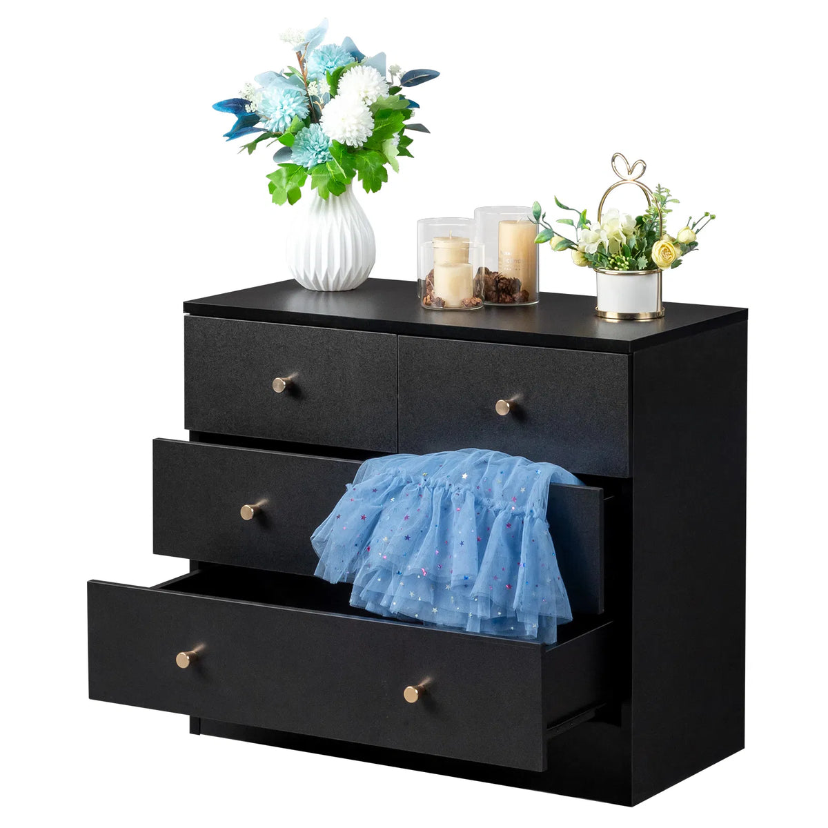 Modern Simple 4-Drawer Dresser Black - view 2