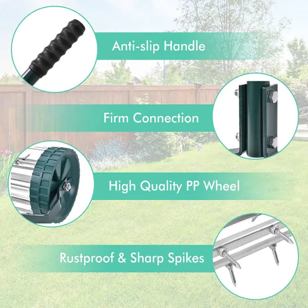 18 Inch Rolling Lawn Aerator With Anti-slip Handle And Tine Spikes - view 7