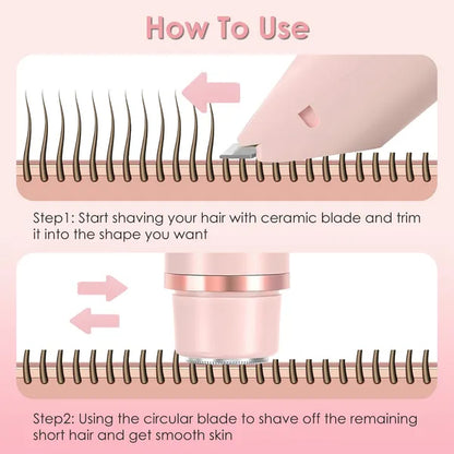 2 In 1 Bikini Trimmer For Women Dual Head Cordless Body Shaver IPX7 Waterproof Rechargeable Pubic Hair Razor Wet - view 2