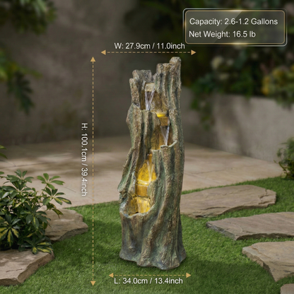 Waterfall Fountain For Outdoor Gardens And Patio Backyards Includes Energy-Efficient LED Lights And Easy Setup - view 4