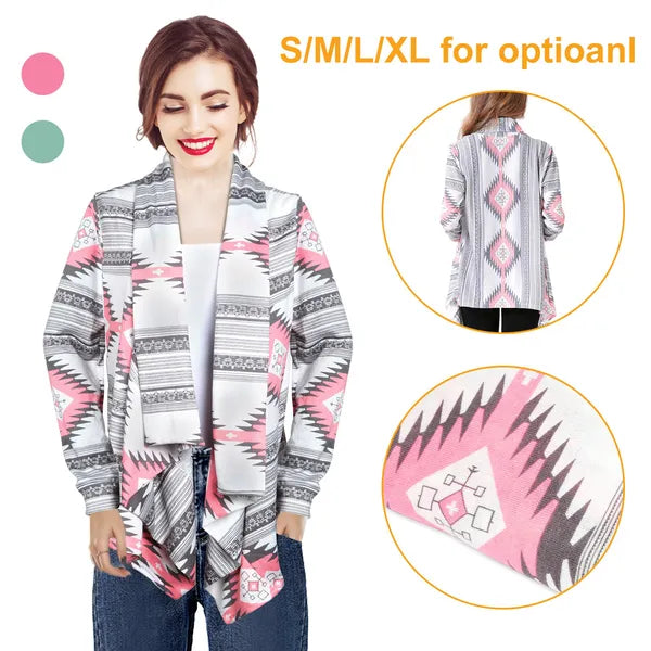 Women Open Front Cardigan Long Sleeve Shawl Neck Breathable Cardigan Well Collection - view 4