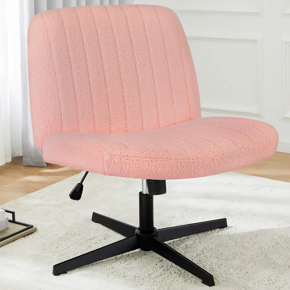 Cross Legged Office Living Room Rocking Gaming Chair Armless Wide Desk Adjustable Swivel Fabric Task Vanity Home Office - view 4