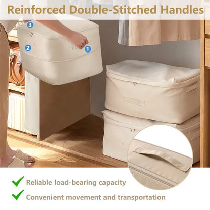 Large Foldable Storage Bag For Comforter Quilt Blanket Clothes Pillows Beddings Self Compression Organizer For Duvet - view 4
