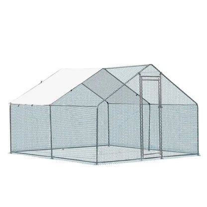 10 X 10 Ft Large Metal Chicken Coop, Walk-in Poultry Cage Chicken Hen Run House With Waterproof Cover - view 4