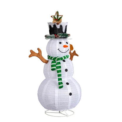 4FT Lighted Snowman And Squirrel Christmas Yard Decorations, Pre-lit Pull Up Snowman With 120 White LEDs - view 5