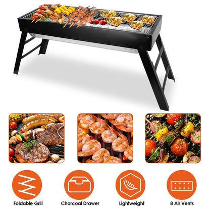 Foldable Charcoal BBQ Grill Stainless Steel Grill Net Easy Setup Portable Tabletop Barbecue Grill For Camping Picnic - view 5