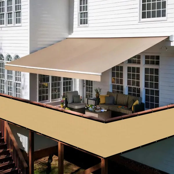 3ft*12ft Beige Sunshade Fence, An Outdoor Sun-proof And Heat-insulating Fence, A Must-have For Patios And Terraces - view 5