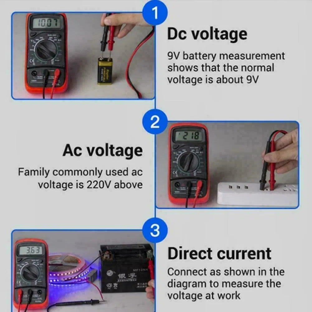 Digital Multimeter AC DC Voltmeter Ammeter Ohmmeter Volt Tester Meter XL830L USA - view 9