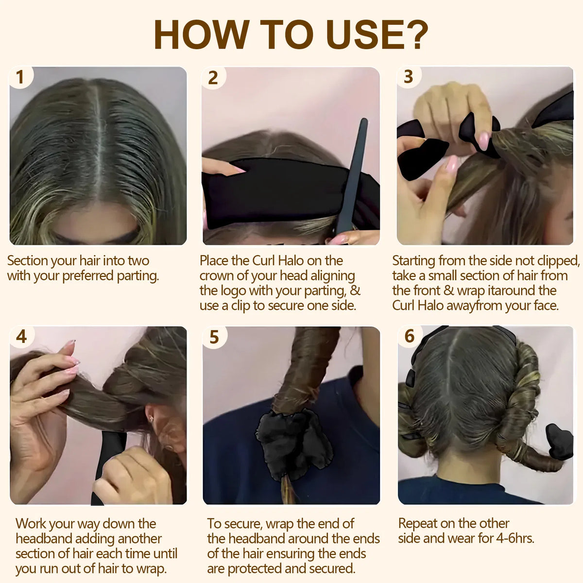 Satin Heatless Hair Curler, Lazy Natural Soft Wave DIY Heatless Curls For Sleep In Overnight, For All Hair Types - Black - view 6