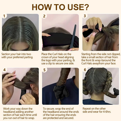 Satin Heatless Hair Curler, Lazy Natural Soft Wave DIY Heatless Curls For Sleep In Overnight, For All Hair Types - Black - view 6