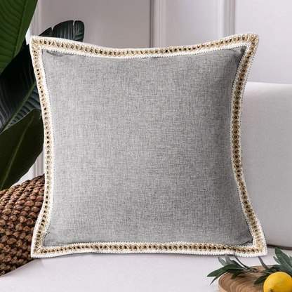 A Set Of Two-piece Retro Linen Trimmed Pillowcases