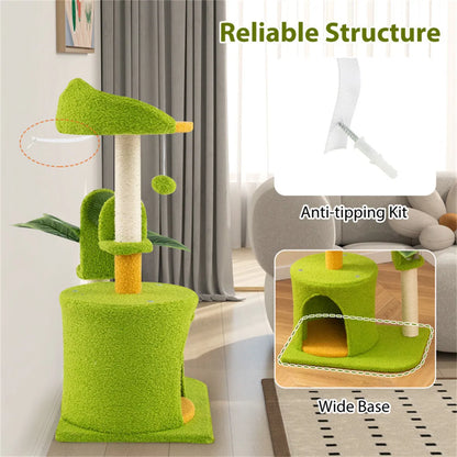 Cat Tree - 22LBS Capacity, Palm Tree Design with Self-Groomer & Scratching Posts - view 7