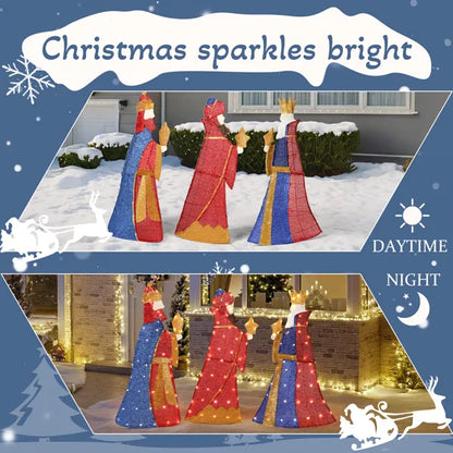 Set Of 3 Lighted Three Kings With Gifts Christmas Decorations, Pre-lit 2D Holiday Decor With 80 Warm White LED Lights - view 7