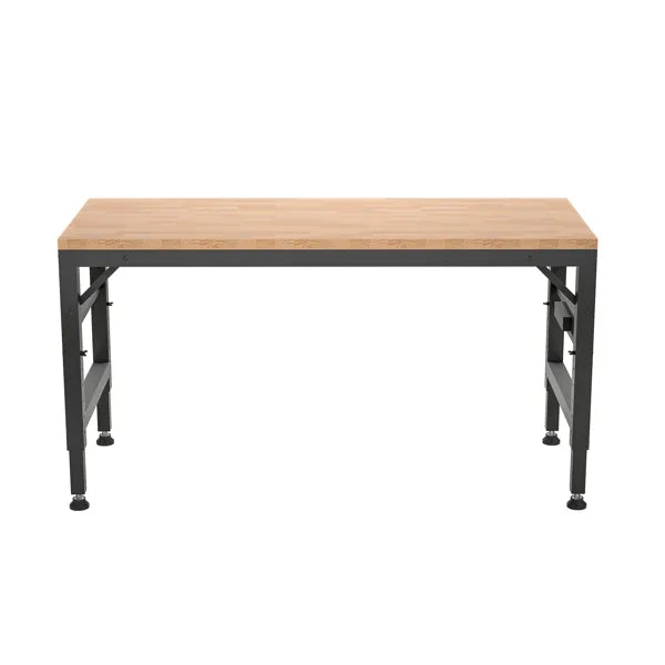 60" Adjustable Height Workbench, Rubber Wood Top Heavy duty Workstation with Power Outlets - view 8