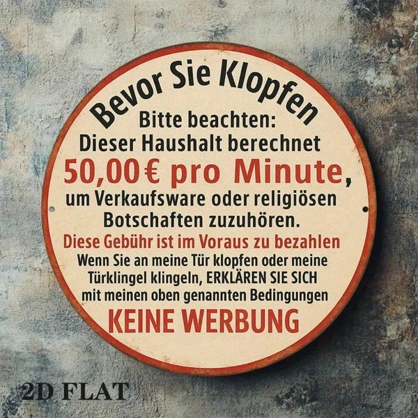 1pc 8x8 Inch Round French Aluminum Sign, Vintage Do Not Knock Family Notice Plaque - view 4