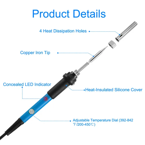 Soldering Iron 110V 60W Adjustable Temperature PCB Electric Welding - view 3