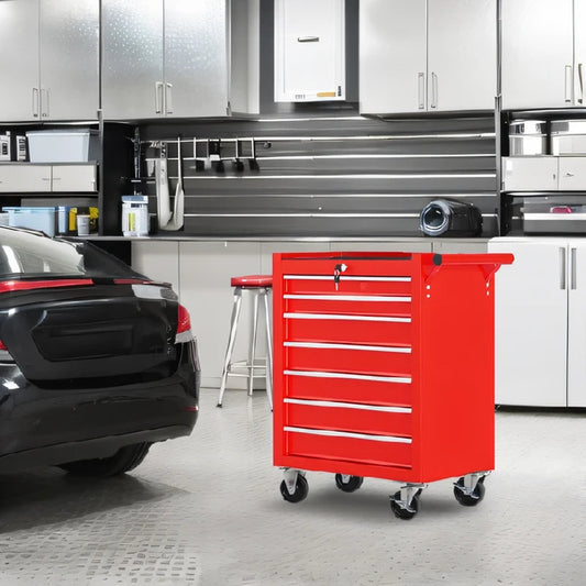 Rolling Tool Chest With 7-Drawer Tool Box With Wheels Multifunctional Tool Cart Mechanic Tool Storage Cabinet