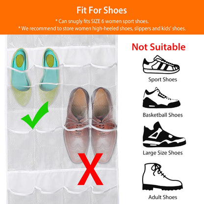 1Pc Over The Door Shoes Rack 24-Pocket Crystal Clear Organizer 6-Layer Hanging Storage Shelf For Shoes Slippers Small - view 2