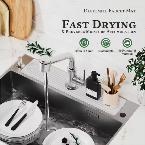 Diatomaceous Earth Sink Tray Stone Home Sink Caddy Kitchen Instant Dry Sink Organizer - view 6