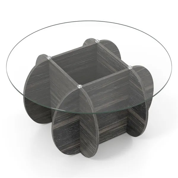 Sturdy Wooden Cocktail Table - Rubber Wood/Plywood/MDF Frame, 220lbs Capacity, Cross-Shaped Base - view 4