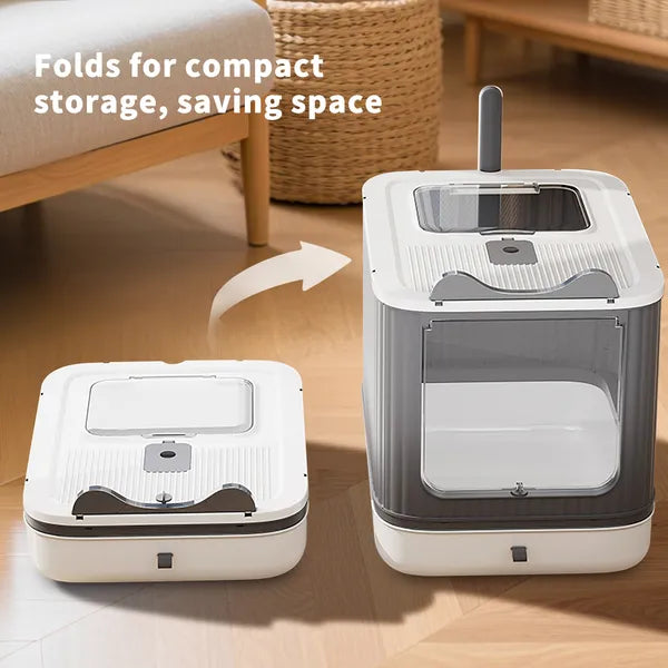 Elevated Leak Proof Elf White Cat Litter Box, Made Of Sturdy And Durable Materials - view 3