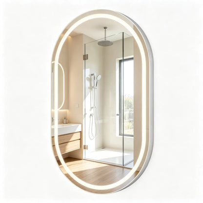 32x20" Oval LED Backlit Bathroom Mirror, 3 Color Temperatures Stepless Dimmable Vanity Mirror