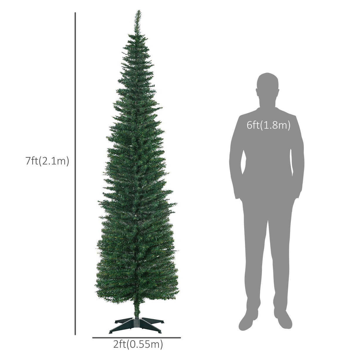 7' PVC Slim Pencil Artificial Christmas Tree 390 Branch Tips - view 5