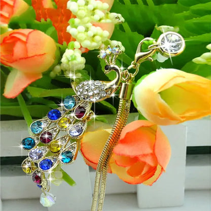 Colorful Crystal Diamond Peacock Dust Cap Pendant For Cell Phone 3.5mm Jack - view 2