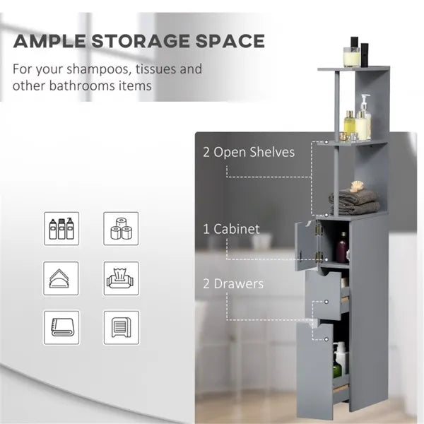 Bathroom Storage Cabinet-Grey - view 4