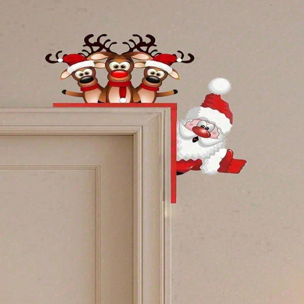Waterproof Reindeer Christmas Door Decor Outdoor Indoor Holiday Home Decoration - view 5