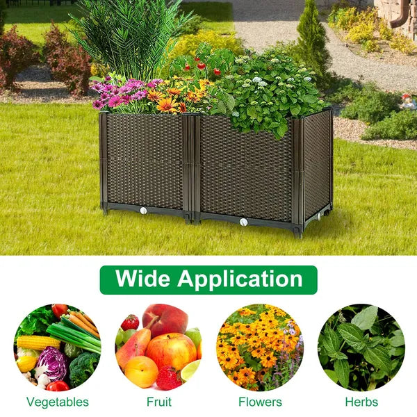 Raised Garden Bed With Self-watering System Rectangle Garden Planter For Garden Patio Balcony Elevated Planter Box - view 3
