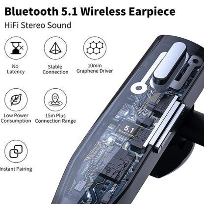 Trucker Wireless Headset Bluetooth 5.1 Earpiece Dual Mic Earbud Noise Cancelling - view 3