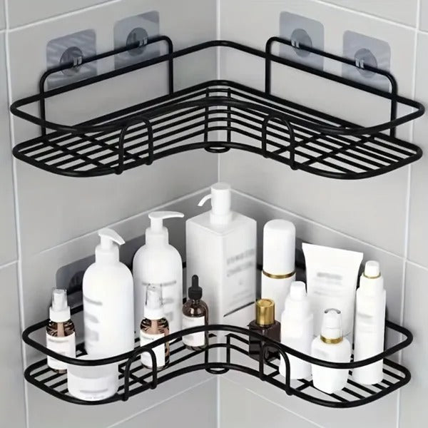 1pc Wall Mounted Bathroom Shelf, Shower Caddy Rack, No Punching Triangle Storage Rack For Bathroom Kitchen - view 2