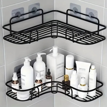 1pc Wall Mounted Bathroom Shelf, Shower Caddy Rack, No Punching Triangle Storage Rack For Bathroom Kitchen - view 2