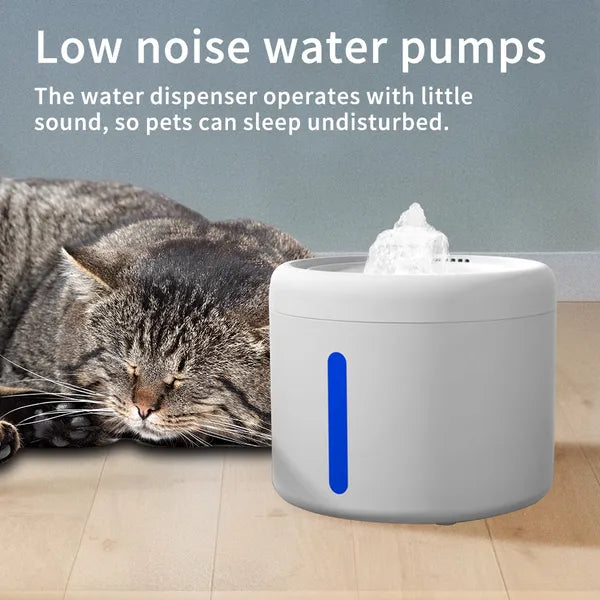 2500ML USB Round Pet Water Fountain, Automatic Cat Water Dispenser With Circulating Pump, Detachable For Easy Cleaning - view 5